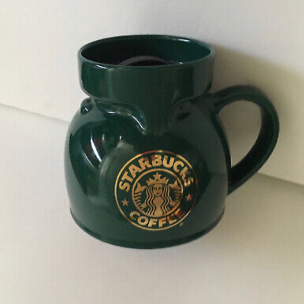 Dark green vintage Starbucks mug, non slip bottom